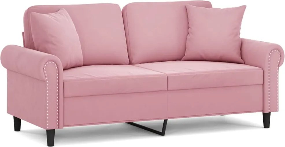 vidaXL 2 személyes rózsaszín bársony kanapé díszpárnákkal 140 cm