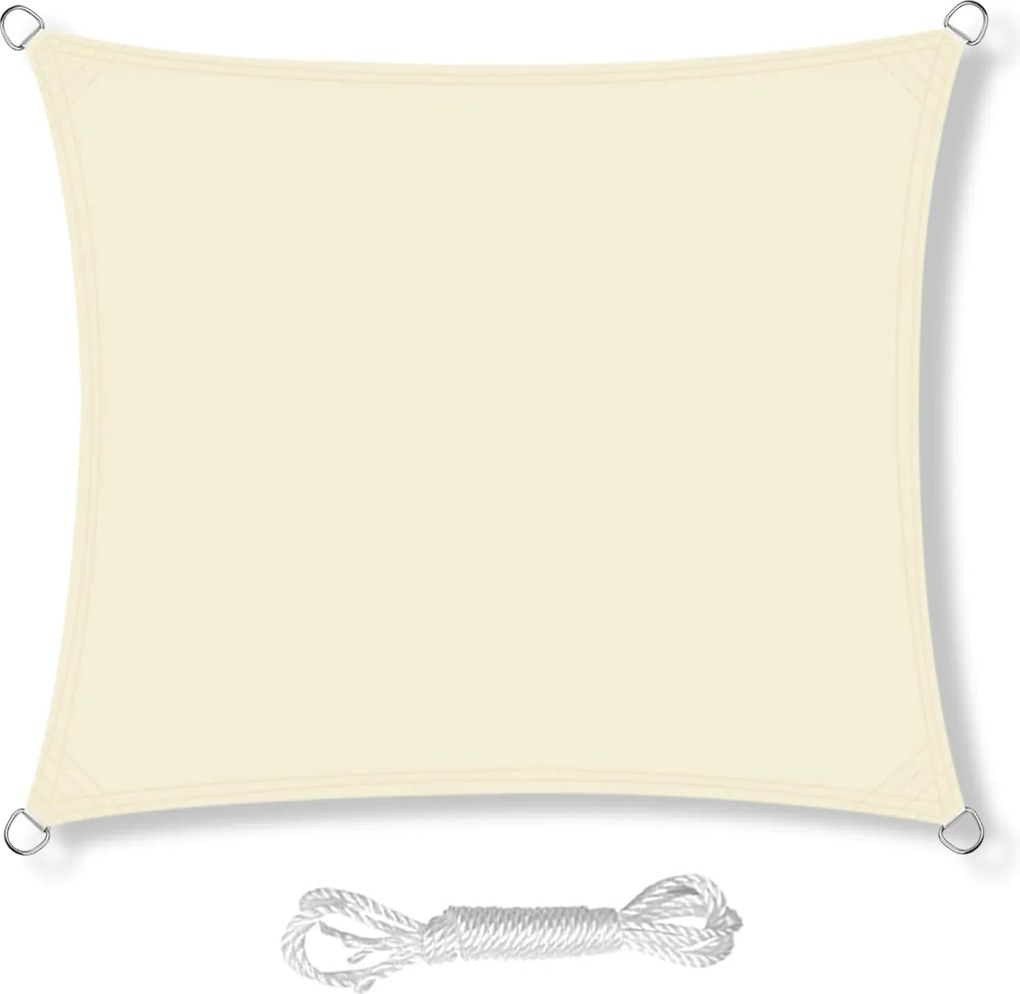 Kerti napvitorla háromszög 3,6x3.6m krémszínű napvitorla