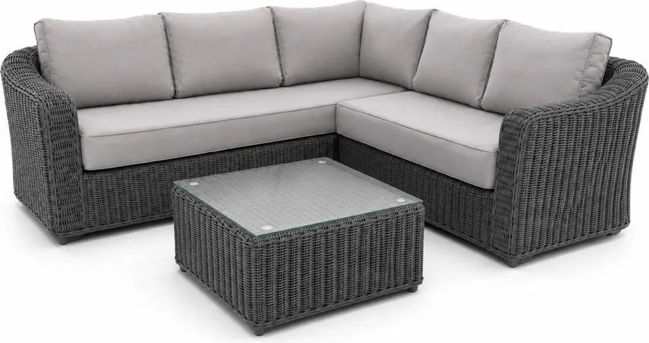 AVENBERG LIDO kerti rattan sarokgarnitúra, szürke