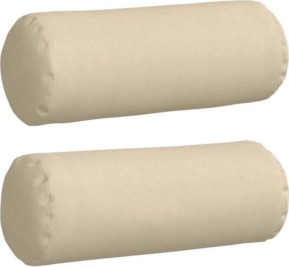 vidaXL Hengerpárnák 2 pcs Krém Ø 25 x 70 cm szövet