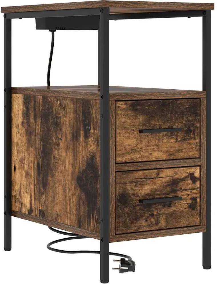 vidaXL Éjjeliszekrény fiókkal Füstölt tölgy 30 x 48 x 61 cm Faanyag