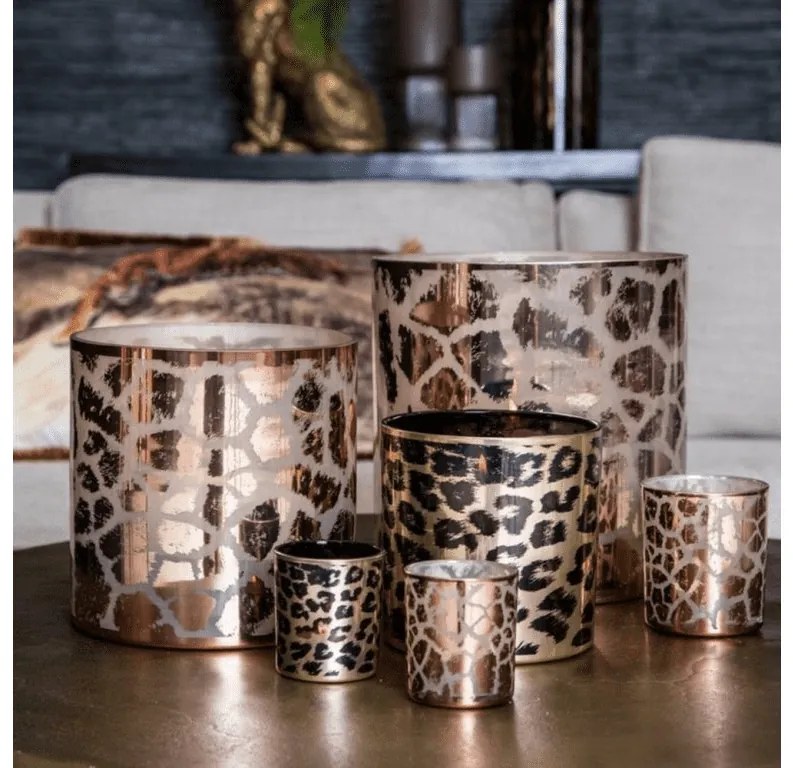 DESIREE GIRAFFE rózsaszín üveg gyertyatartó