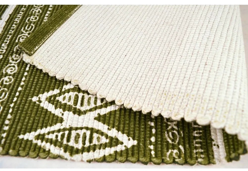 Ethnic zöld-fehér pamut szőnyeg, 55 x 110 cm - Webtappeti