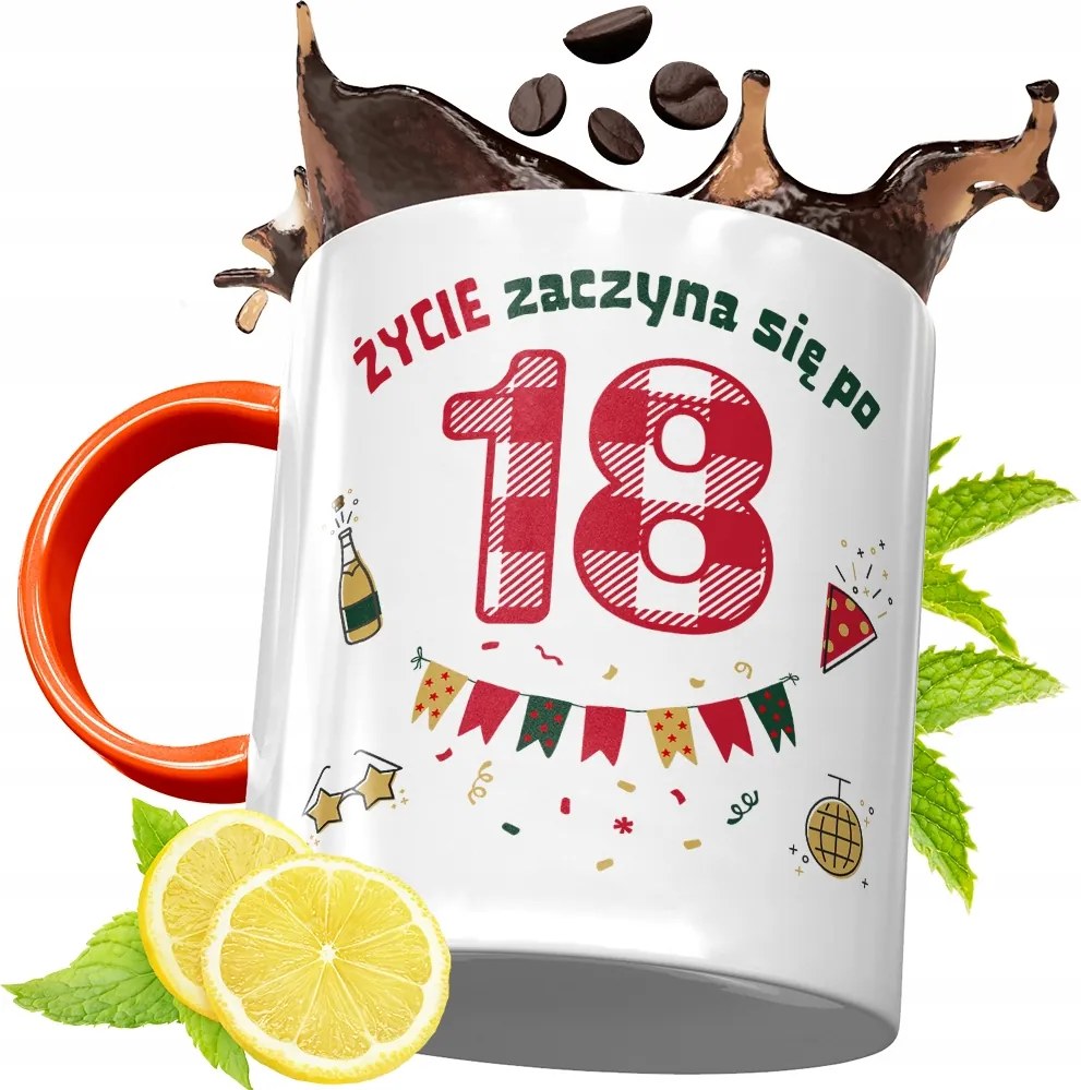 Narancssárga Szülinapi Bögre 18 18STE Ajándék fényképes nyomtatással