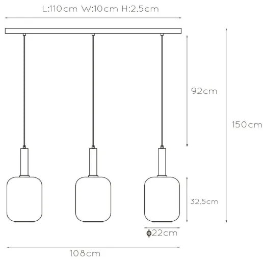 Lucide 45494/03/65 - Csillár zsinóron JOANET 3xE27/40W/230V fekete
