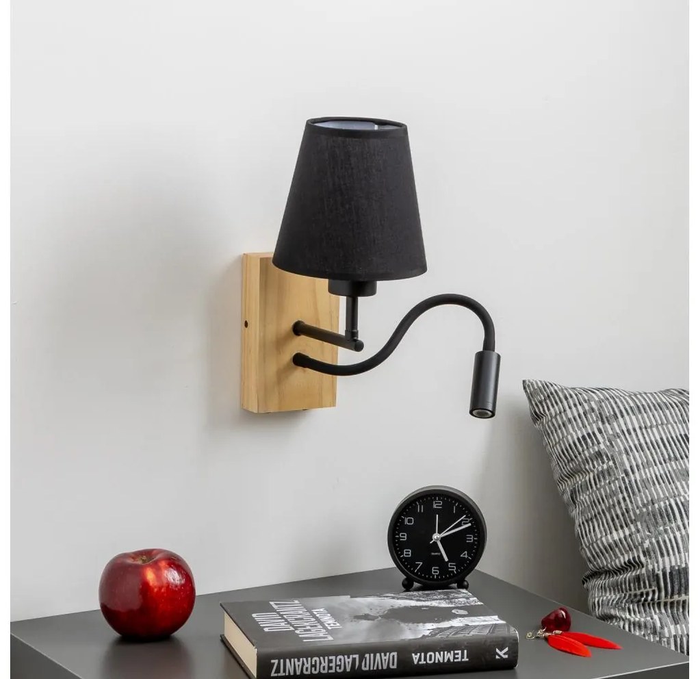 Brilagi - LED Fali lámpa NUBILA WOOD 1xE27/25W/230V + LED/3W tölgy/fekete