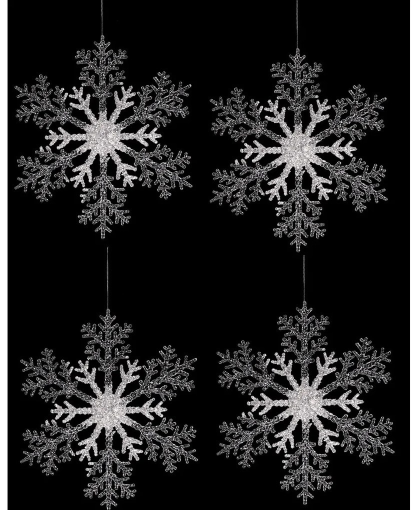 Karácsonyi dekorációs készlet Hópehely, 4 db, ezüst, 23 x 1 x 26 cm