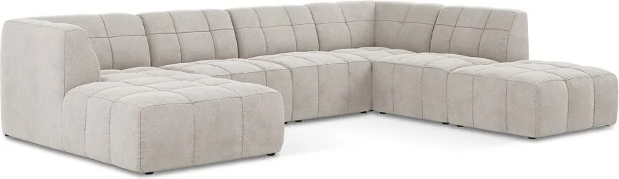 Bézs bársony sarokkanapé (U alakú) Aloha – Makamii