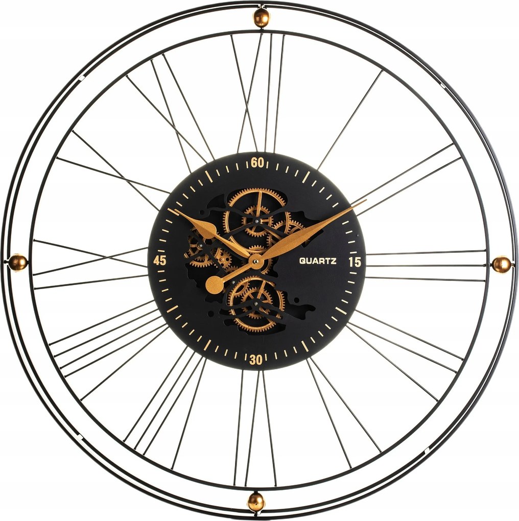 Falióra kerek fekete arany glamour Treviso fém stílusos lógó