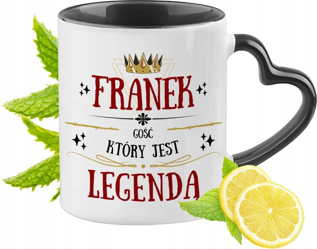 Franknek Fekete Bögre Szív Alakú Füllel Ajándék Nyomtatott