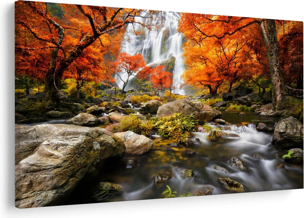 Kép - vízesések a narancssárga erdőben (90x60 cm)