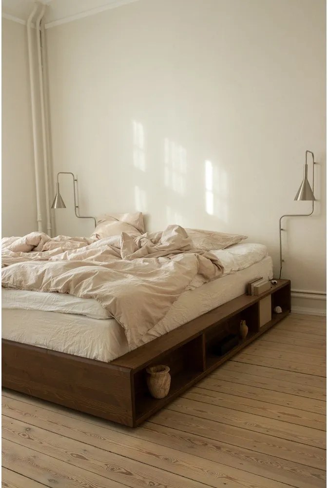 Barna borovi fenyő franciaágy ágyráccsal 160x200 cm Ziggy – Karup Design