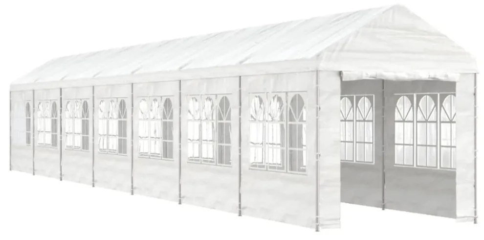 fehér polietilén pavilon tetővel 15,61 x 2,28 x 2,69 m