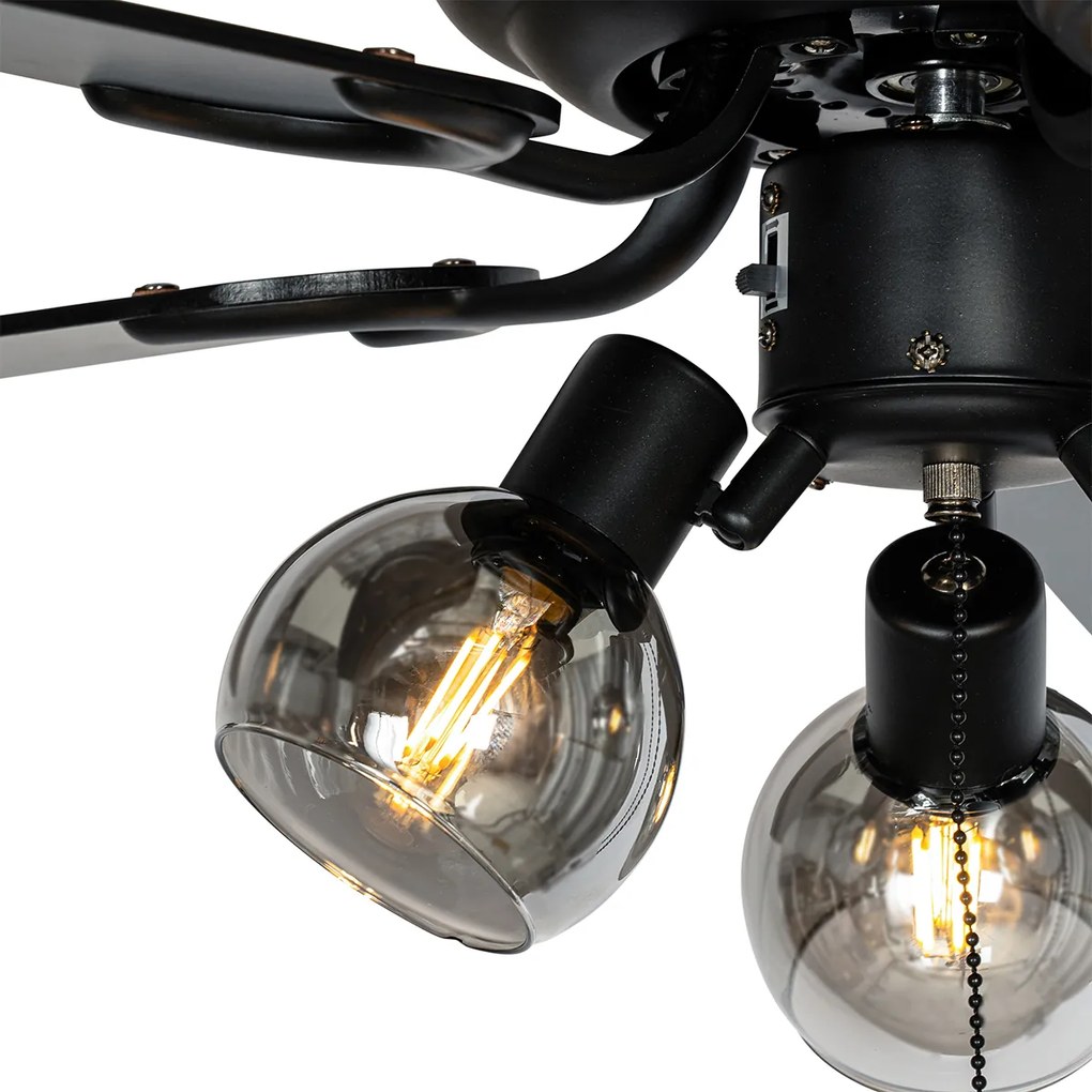 Mennyezeti ventilátor fekete fa mintával 107,5 cm 3 lámpával húzókapcsolóval - Mistral Vidro