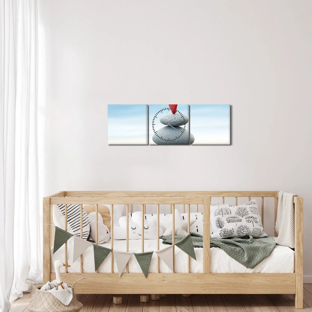 Kép - Egyensúly kövekkel (órával) (90x30 cm)