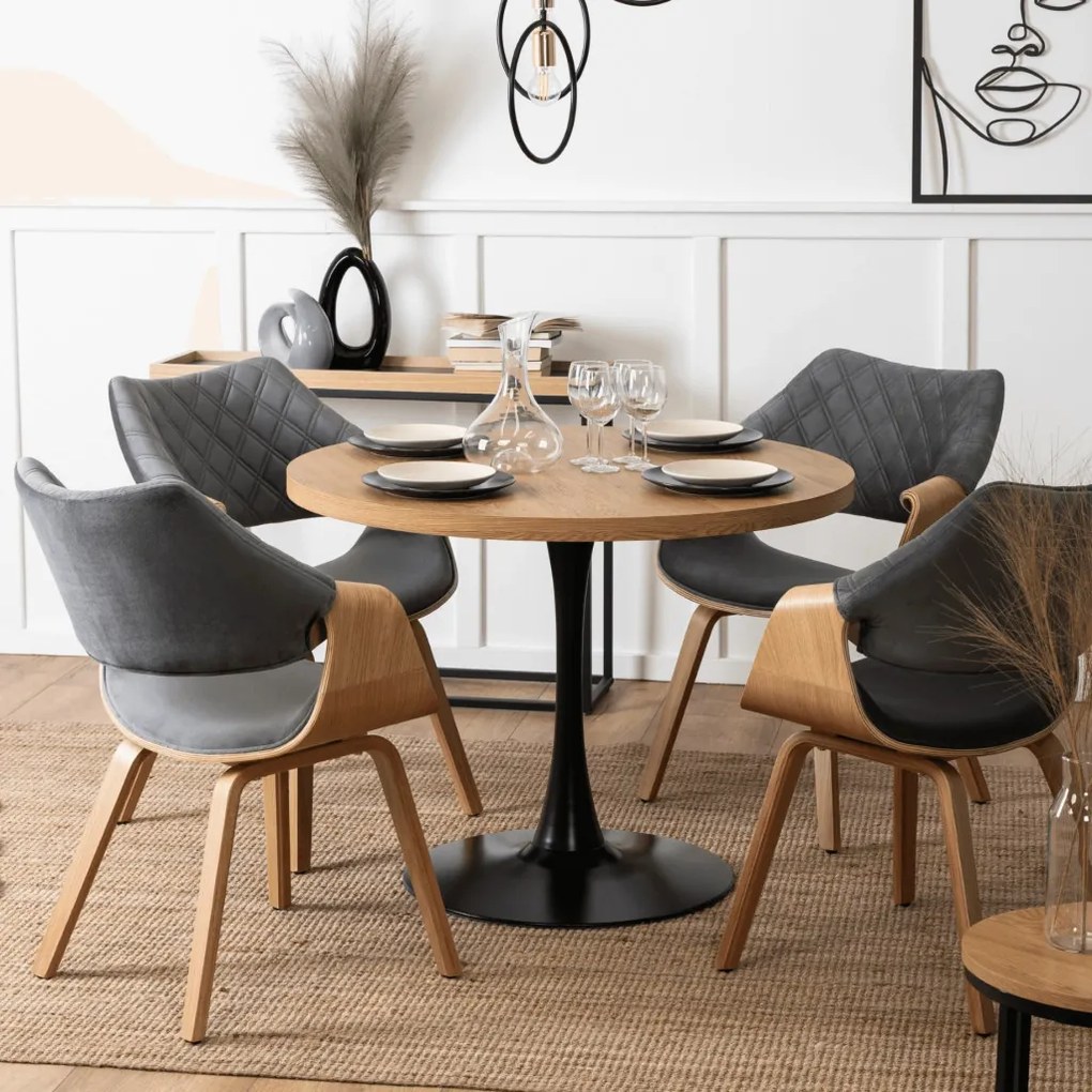 Étkezőasztal 100 cm méretben, arany tölgy/fekete színben LINO