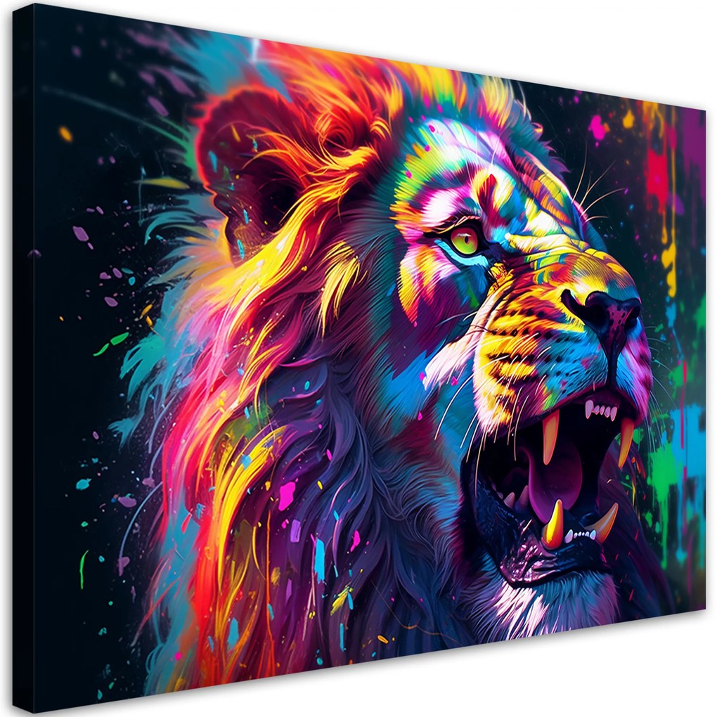 Gario Vászonkép Színes erős oroszlán Méret: 100 x 70 cm