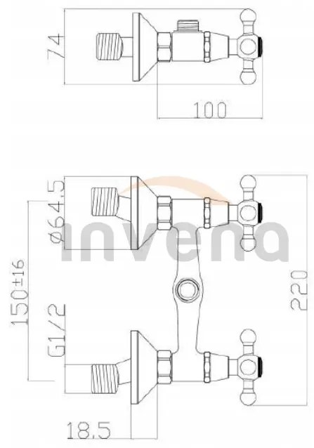 Invena Roma, zuhanycsap kézizuhany készlettel, króm, INV-BN-21-00S-L