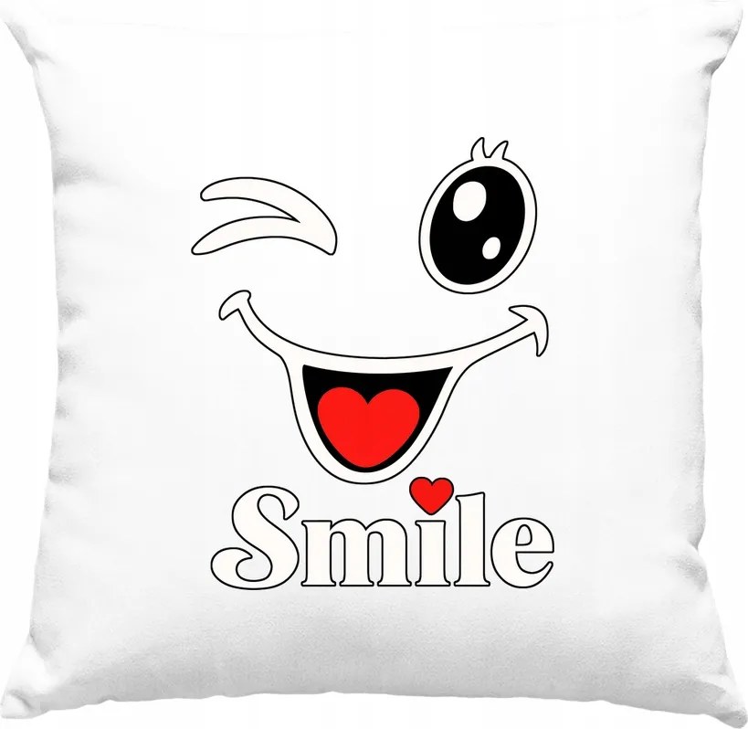 Smile pozitív smiley párna, fehér