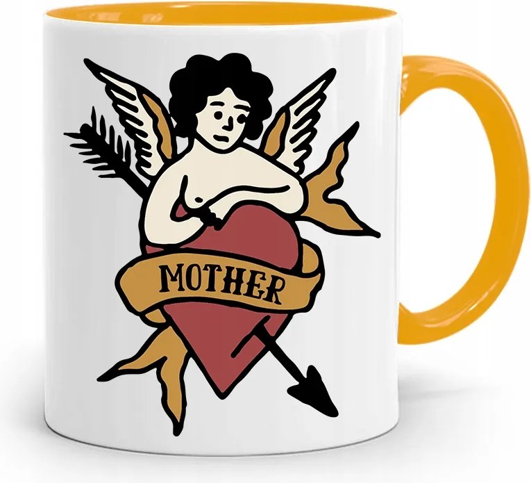 Sárga Bögre Ajándék Anyukáknak Mother nyomott mintával