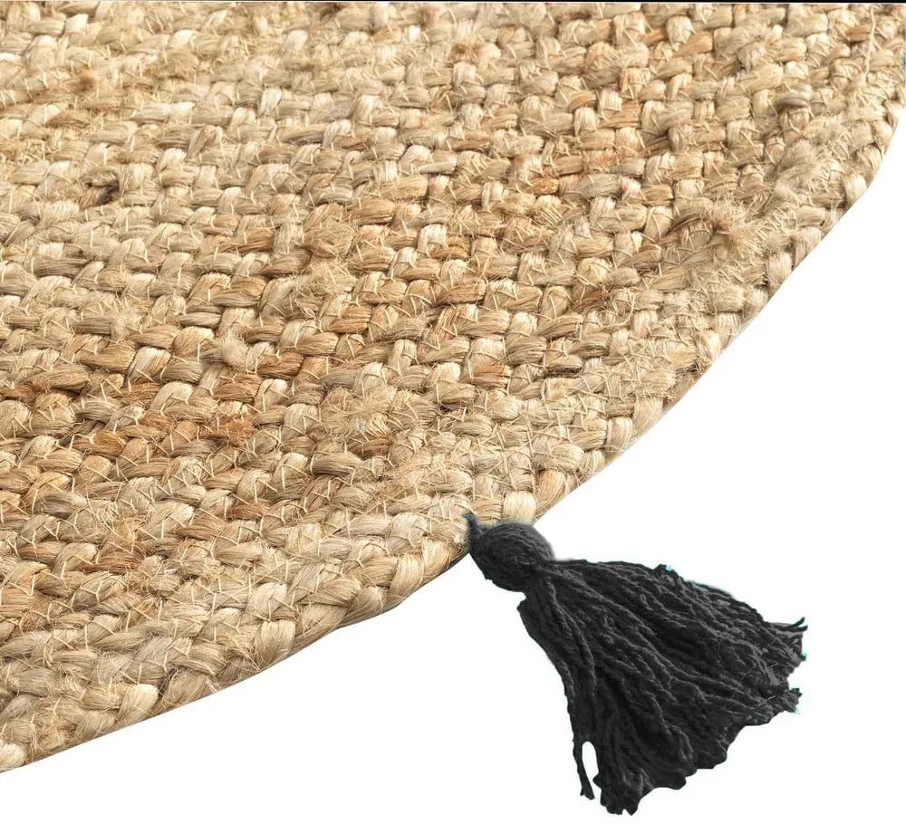 Fekete-natúr színű kerek szőnyeg ø 120 cm Shira – douceur d'intérieur