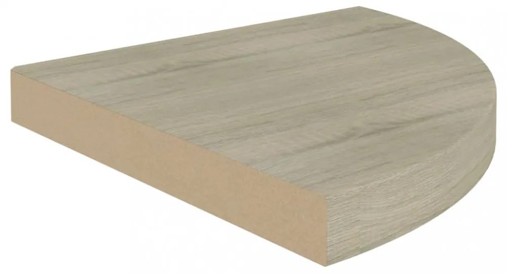 2 db tölgyszínű MDF lebegő sarokpolc 35 x 35 x 3,8 cm