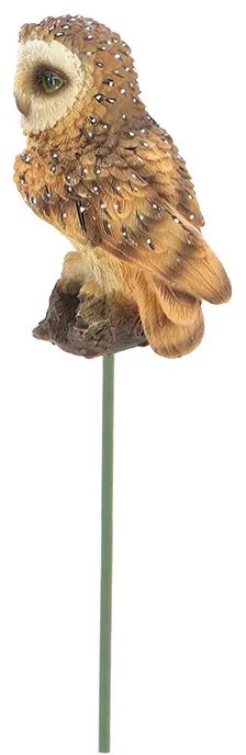 Leszúrható gyöngybagoly polyresin szobor, kültéri és beltéri dekorációs kiegészítő