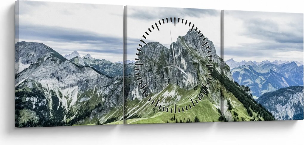 Kép - hegycsúcsok (órával) (90x30 cm)
