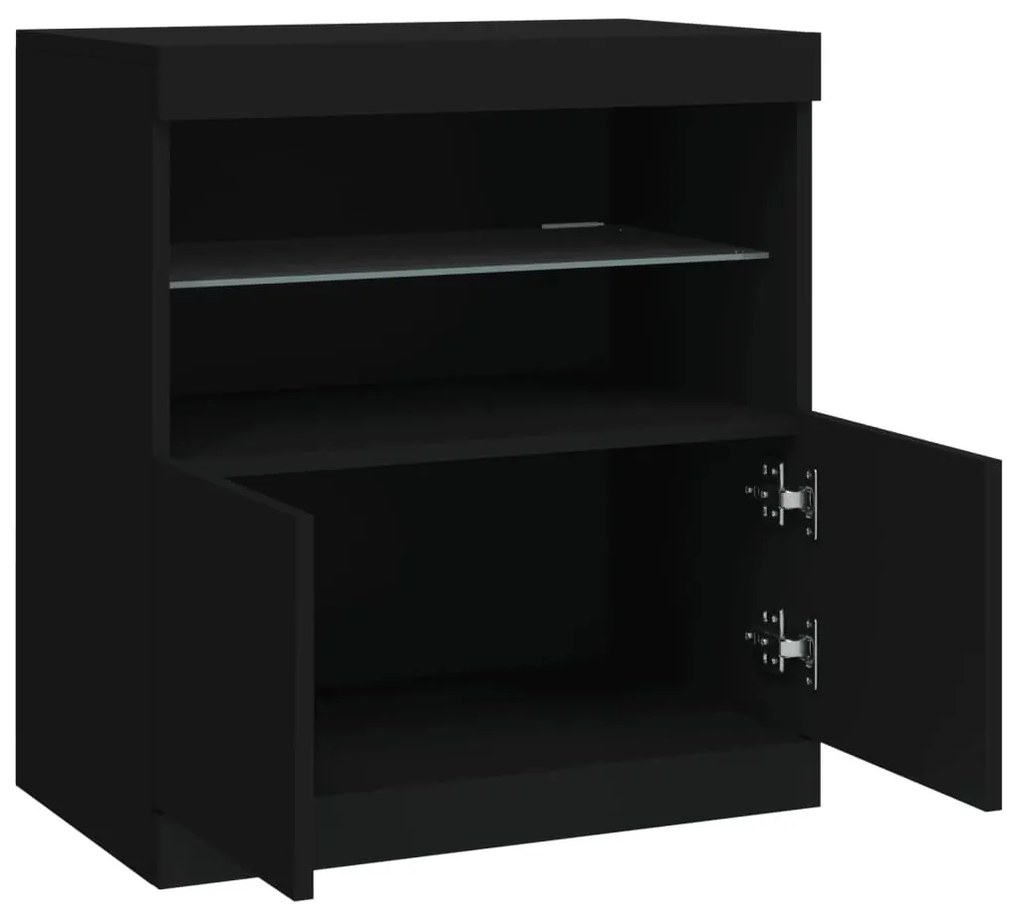 fekete tálalószekrény LED-világítással 60 x 37 x 67 cm