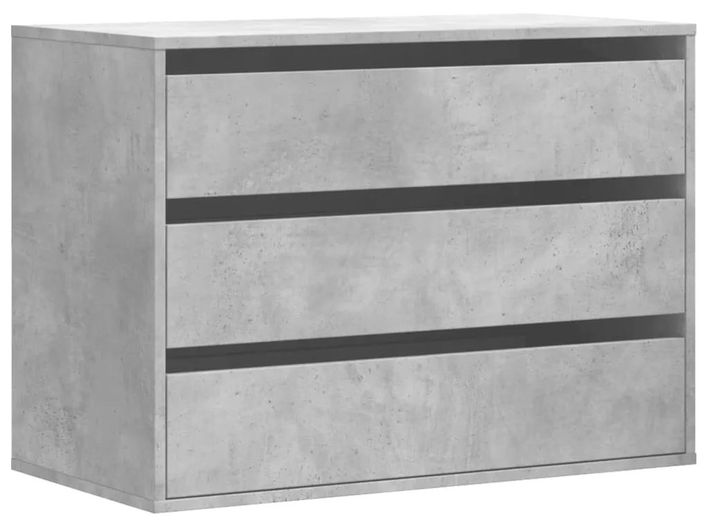 betonszürke szerelt fa fiókos sarokszekrény 80 x 41 x 58 cm