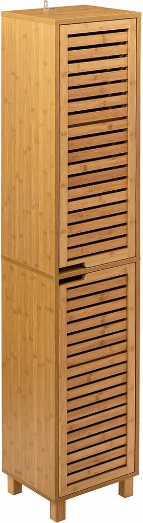 Fürdőszoba Szekrény Oszlop Magas Könyvespolc Barna Bambusz Álló 28X33X168CM