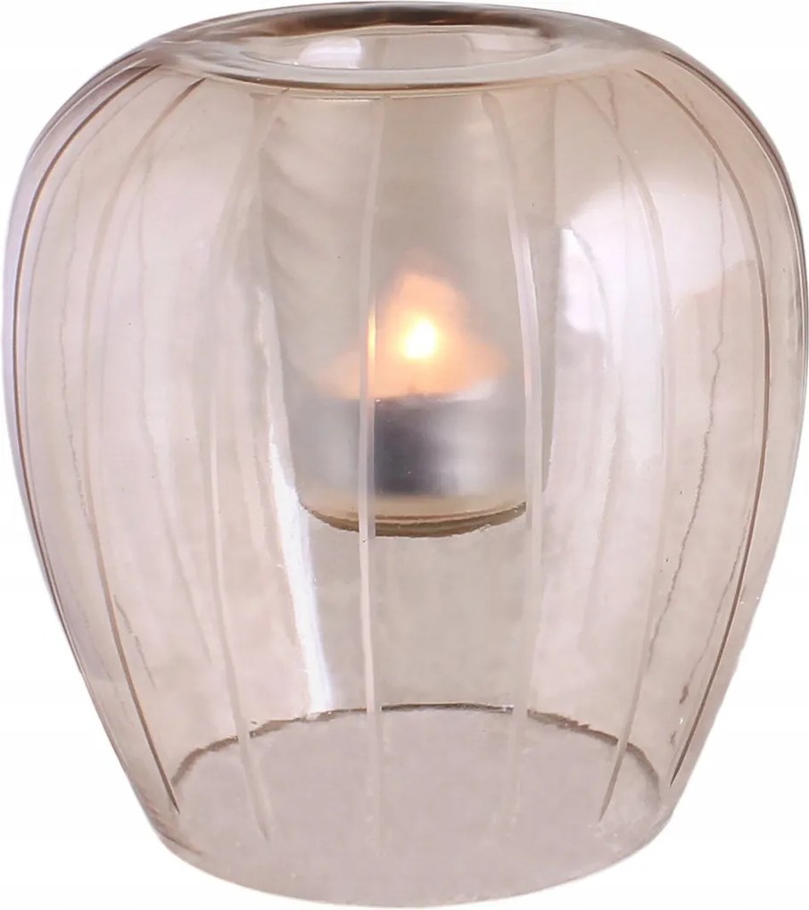 Gyertyatartó Otto tealight Rózsaszín üveg átm. 17cm