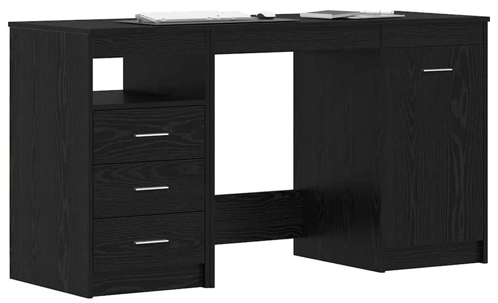 Asztal fiókkal polcokkal Musta tammi 140 x 50 x 76 cm Faanyag