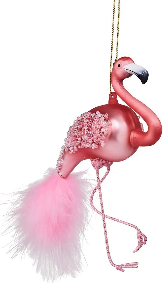 HANG ON üveg karácsonyfadísz flamingó