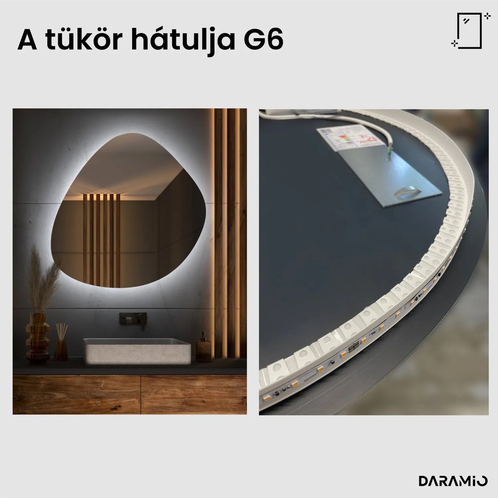Aszimmetrikus tükör LED-világítással G6