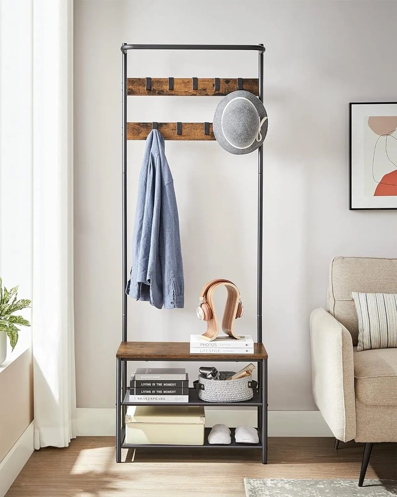 Előszobafal TAYLOR cipőtartóval 180x64 cm, rusztikus barna