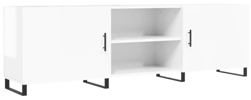 fehér magasfényű szerelt fa TV-szekrény 150x30x50 cm