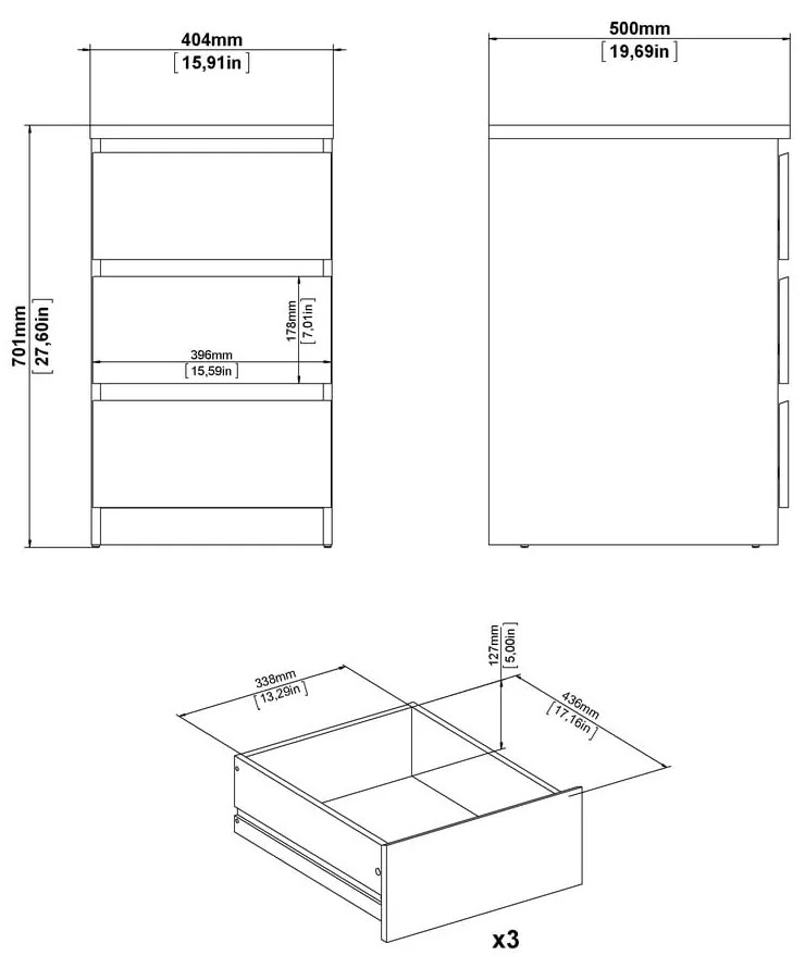 Natúr színű komód tölgyfa dekorral 40x70x50 cm Naia – Tvilum
