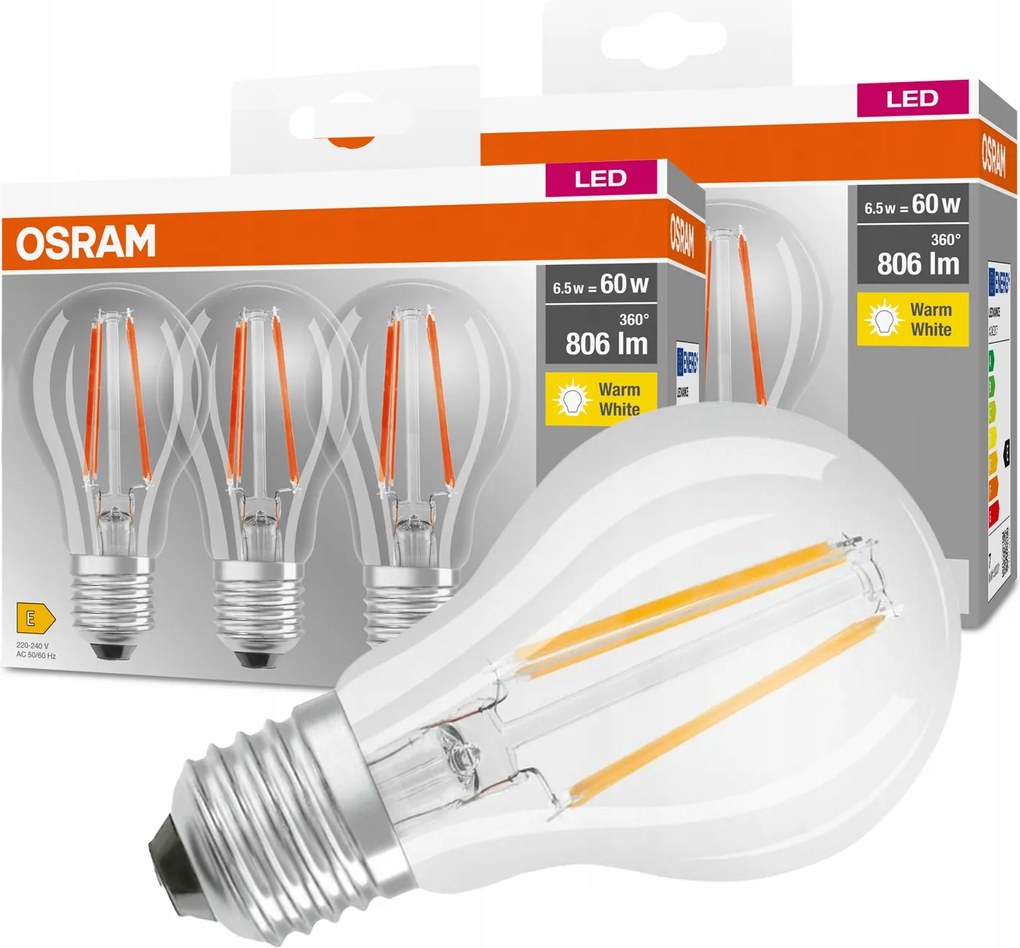 6 db-os Led izzó szett E27 7W 60W 806lm Osram