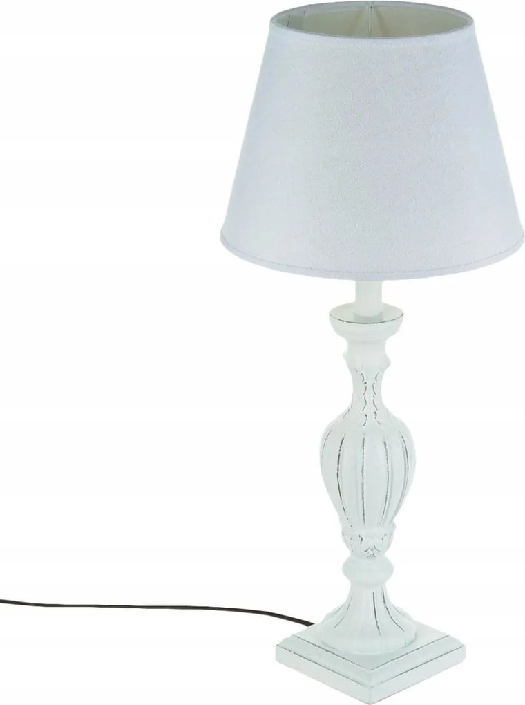 Lámpa Renzo fehér lenvászon Lámpabúra öregített fa shabby chic