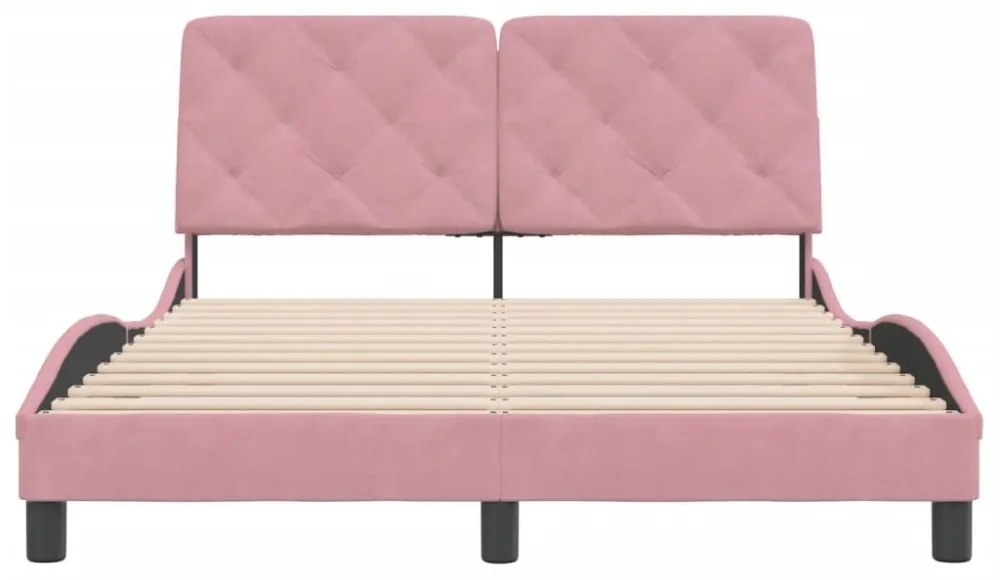 rózsaszín bársony ágykeret matrac nélkül 140 x 190 cm