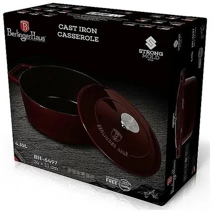 Berlinger Haus Öntöttvas edény fedővel Burgundy Line, 24 cm