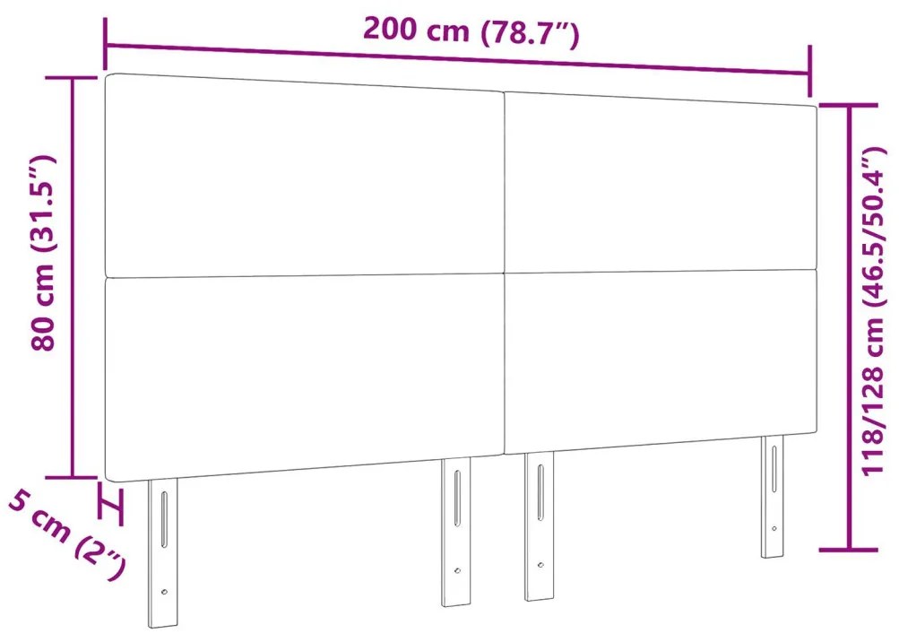 Fejtámla Egyszerű Dizájn Világosszürke 200 cm Kordbársony Anyag
