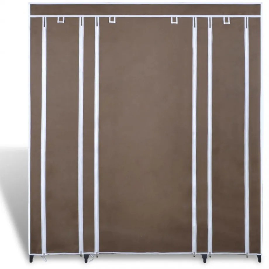 barna szövet ruhásszekrény tárolórekeszekkel 45x150x176 cm