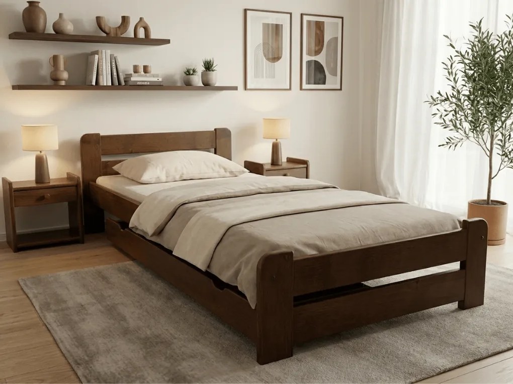 Laura ágy 90x200 cm, tölgy Ágyrács: Léces ágyrács, Matrac: Coco Maxi 20 cm matrac