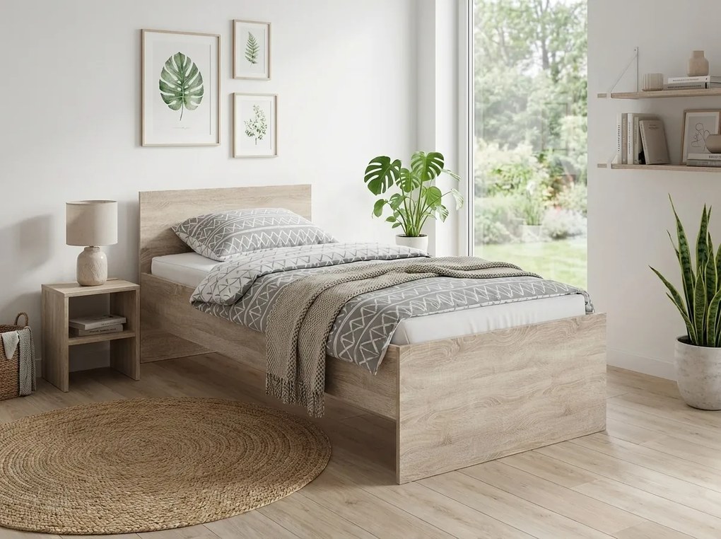 Ágy ELISA 90 x 200 cm, sonoma tölgy Ágyrács: Lamellás ágyrács, Matrac: Sommera 18 cm matrac