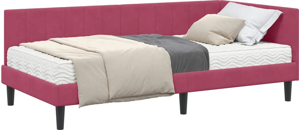 vidaXL Sarok Ágykeret Matraccal matracmal 2 pcs Zöld Bársony