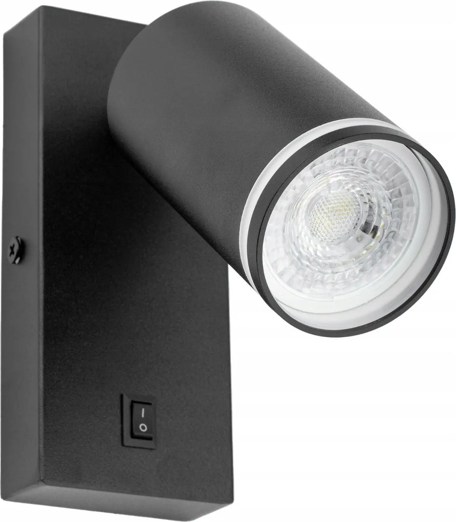 Fali lámpa olvasókapcsolóval Lámpa Tuba GU10 Fekete matt Gyűrű