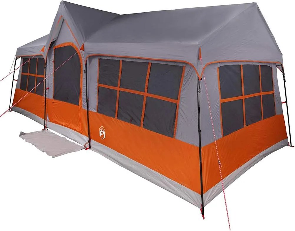 vidaXL Családi Sátor tetővel Szürke és narancs 622 x 295 x 238 cm