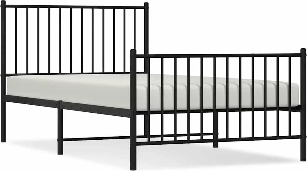 vidaXL fekete fém ágykeret fej- és lábtámlával 100 x 190 cm